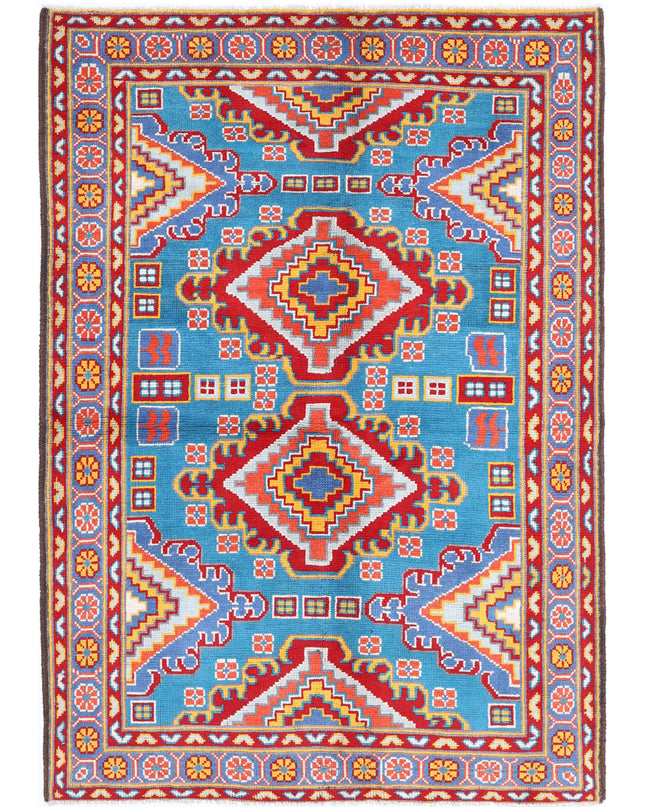Revival 5' 2" X 7' 5" Hand Knotted Wool Rug 5' 2" X 7' 5" (158 X 226) / Teal / Wool