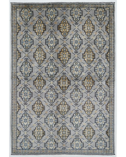 Revival 5' 4" X 7' 9" Hand Knotted Wool Rug 5' 4" X 7' 9" (162 X 236) / Grey / Wool