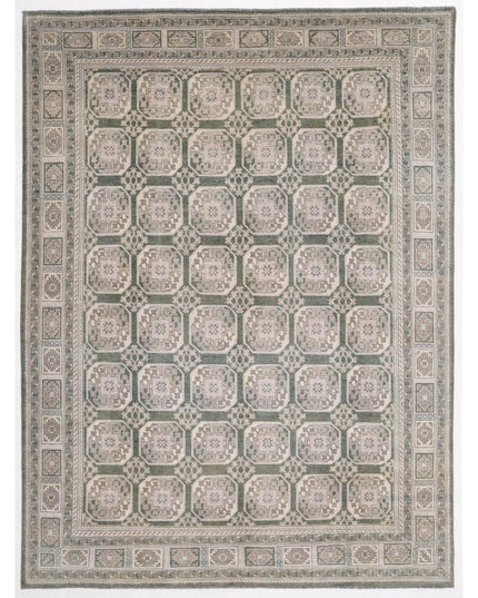 Revival 9' 7" X 12' 11" Hand Knotted Wool Rug 9' 7" X 12' 11" (292 X 394) / Green / Wool
