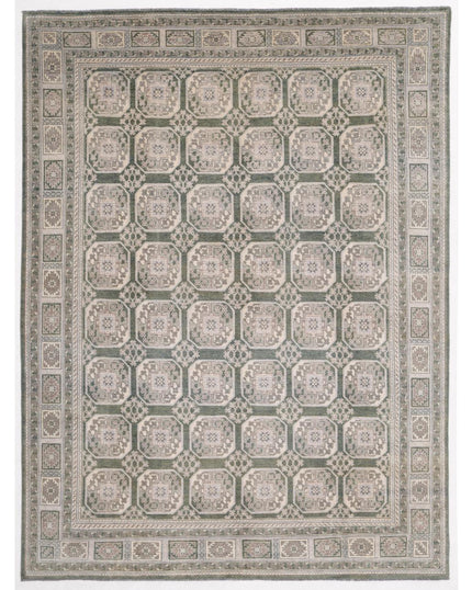 Revival 9' 7" X 12' 11" Hand Knotted Wool Rug 9' 7" X 12' 11" (292 X 394) / Green / Wool