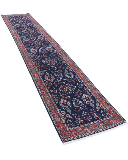 Sarouk 2' 6" X 12' 6" Hand Knotted Wool Rug 2' 6" X 12' 6" (76 X 381) / Blue / Wool