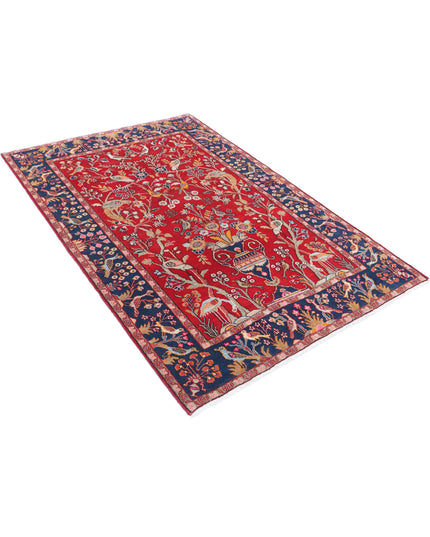 Sarouk 4' 2" X 6' 3" Hand Knotted Wool Rug 4' 2" X 6' 3" (127 X 191) / Red / Wool