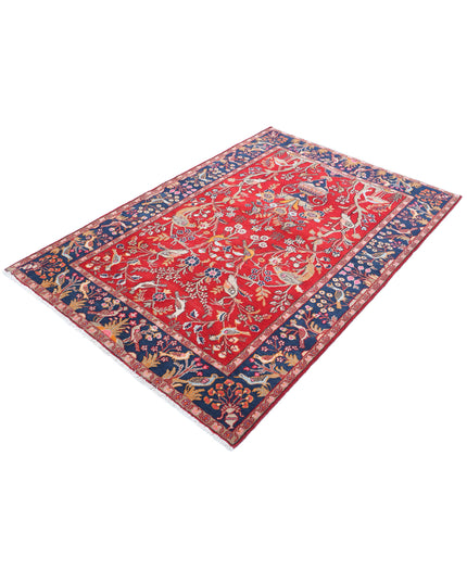 Sarouk 4' 2" X 6' 3" Hand Knotted Wool Rug 4' 2" X 6' 3" (127 X 191) / Red / Wool