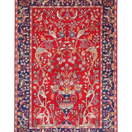 Sarouk 4' 2" X 6' 3" Hand Knotted Wool Rug 4' 2" X 6' 3" (127 X 191) / Red / Wool