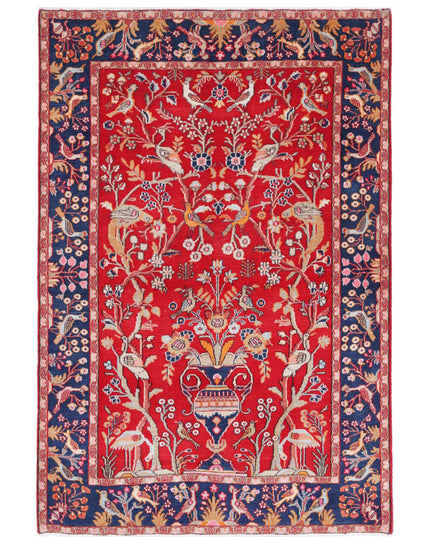 Sarouk 4' 2" X 6' 3" Hand Knotted Wool Rug 4' 2" X 6' 3" (127 X 191) / Red / Wool