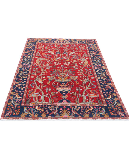 Sarouk 4' 2" X 6' 2" Hand Knotted Wool Rug 4' 2" X 6' 2" (127 X 188) / Red / Wool
