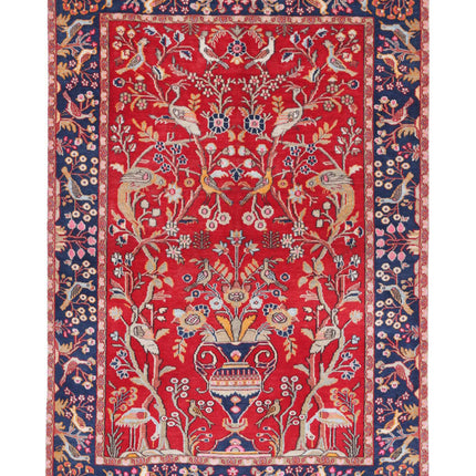 Sarouk 4' 2" X 6' 2" Hand Knotted Wool Rug 4' 2" X 6' 2" (127 X 188) / Red / Wool