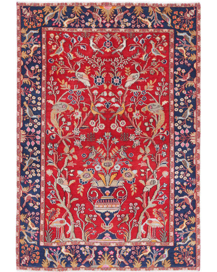 Sarouk 4' 2" X 6' 2" Hand Knotted Wool Rug 4' 2" X 6' 2" (127 X 188) / Red / Wool