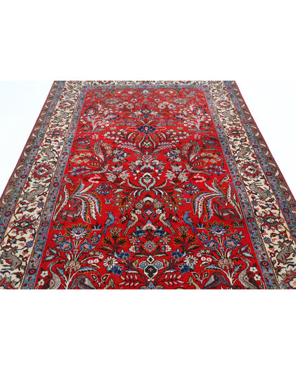 Sarouk 6' 3" X 9' 3" Hand Knotted Wool Rug 6' 3" X 9' 3" (191 X 282) / Red / Wool