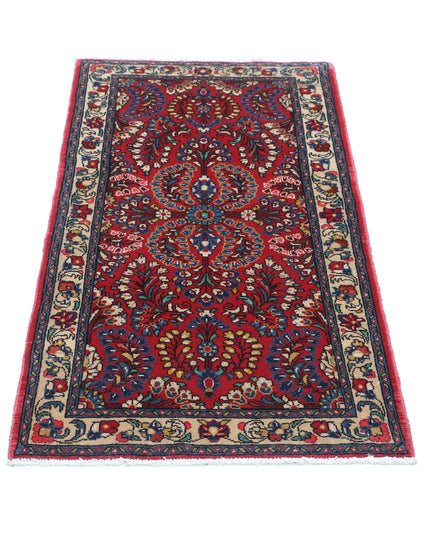Sarouk 2' 1" X 4' 2" Hand Knotted Wool Rug 2' 1" X 4' 2" (63 X 127) / Red / Wool