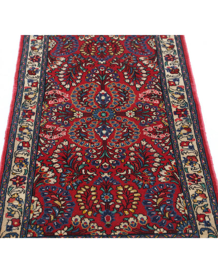 Sarouk 2' 1" X 4' 2" Hand Knotted Wool Rug 2' 1" X 4' 2" (63 X 127) / Red / Wool