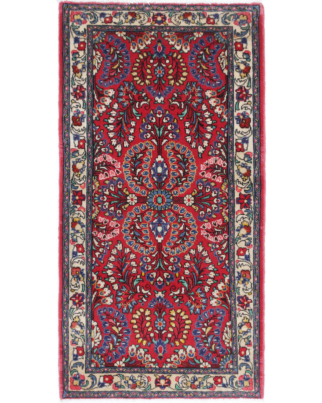 Sarouk 2' 1" X 4' 2" Hand Knotted Wool Rug 2' 1" X 4' 2" (63 X 127) / Red / Wool