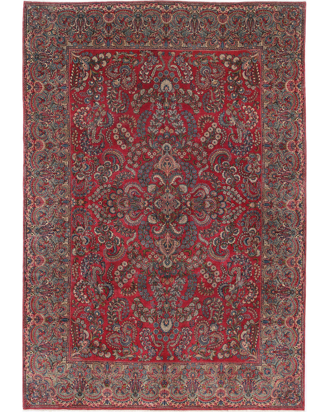 Sarouk 9' 11" X 14' 3" Hand Knotted Wool Rug 9' 11" X 14' 3" (302 X 434) / Pink / Wool