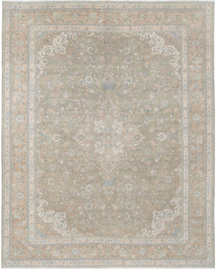 Sarouk 10' 6" X 12' 10" Hand Knotted Wool Rug 10' 6" X 12' 10" (320 X 391) / Green / Wool