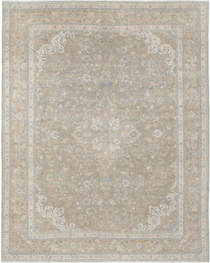 Sarouk 10' 6" X 12' 10" Hand Knotted Wool Rug 10' 6" X 12' 10" (320 X 391) / Green / Wool