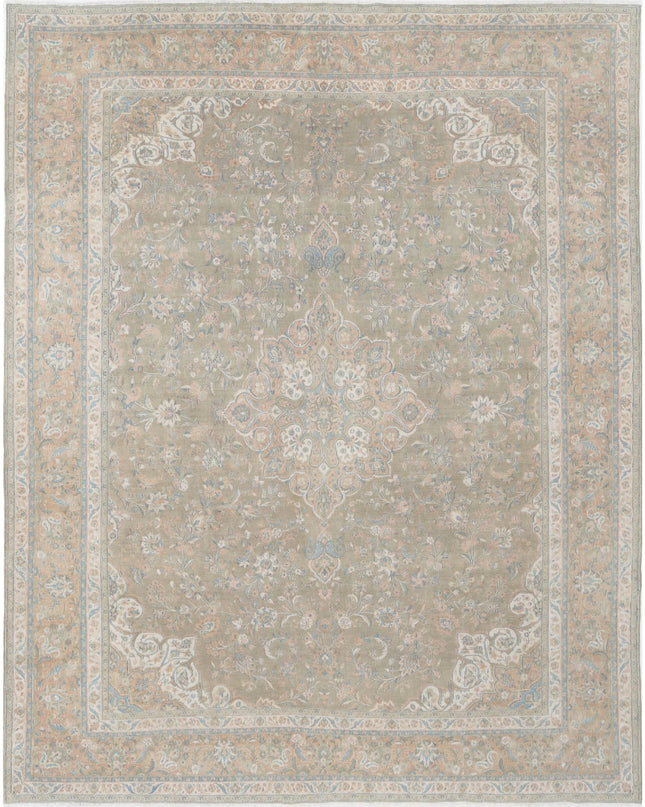 Sarouk 10' 6" X 12' 10" Hand Knotted Wool Rug 10' 6" X 12' 10" (320 X 391) / Green / Wool