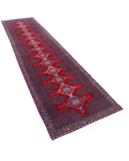 Senneh 3' 1" X 12' 1" Hand Knotted Wool Rug 3' 1" X 12' 1" (94 X 368) / Red / Wool