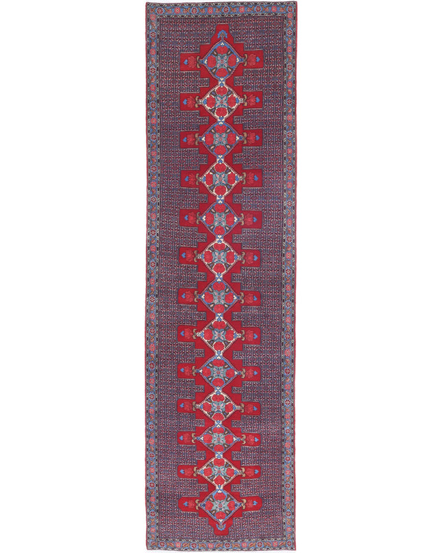 Senneh 3' 1" X 12' 1" Hand Knotted Wool Rug 3' 1" X 12' 1" (94 X 368) / Red / Wool