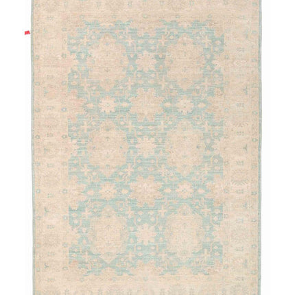 Serenity 4' 0" X 5' 9" Hand Knotted Wool Rug 4' 0" X 5' 9" (122 X 175) / Teal / Wool
