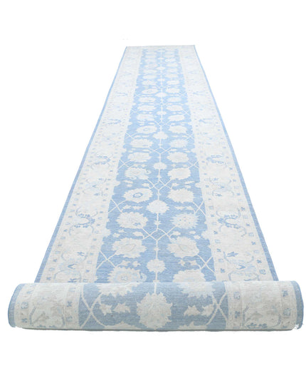 Serenity 4' 1" X 35' 11" Hand Knotted Wool Rug 4' 1" X 35' 11" (124 X 1095) / Blue / Wool