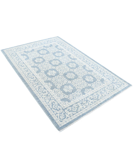 Serenity 4' 4" X 6' 6" Hand Knotted Wool Rug 4' 4" X 6' 6" (132 X 198) / Blue / Wool