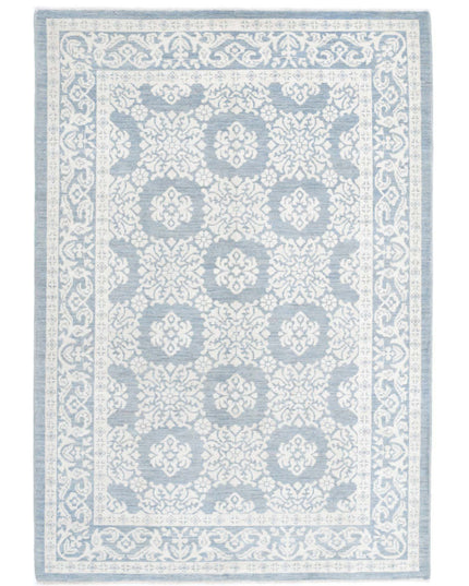 Serenity 4' 4" X 6' 6" Hand Knotted Wool Rug 4' 4" X 6' 6" (132 X 198) / Blue / Wool