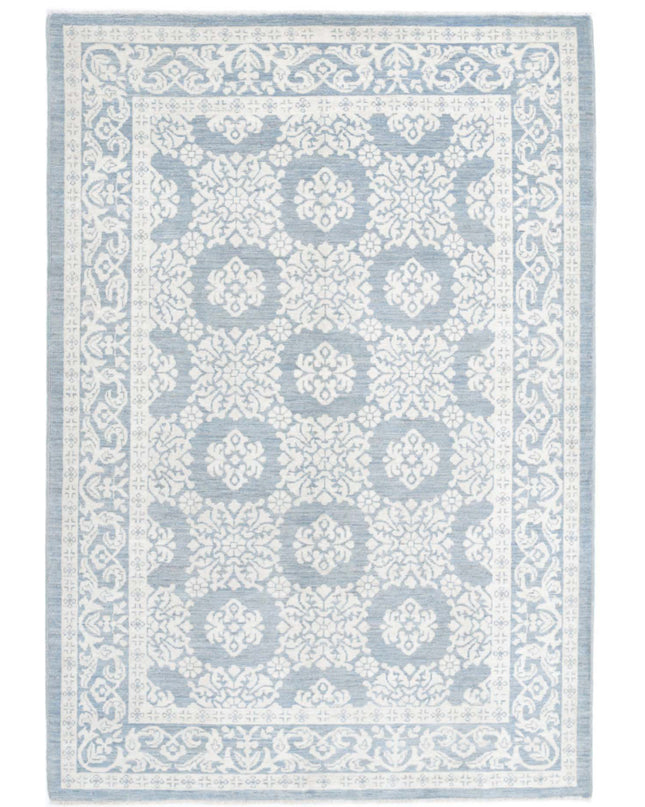 Serenity 4' 4" X 6' 6" Hand Knotted Wool Rug 4' 4" X 6' 6" (132 X 198) / Blue / Wool