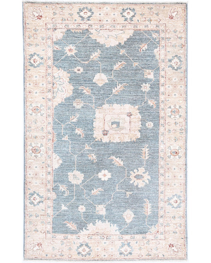 Serenity 3' 0" X 5' 1" Hand Knotted Wool Rug 3' 0" X 5' 1" (91 X 155) / Grey / Wool