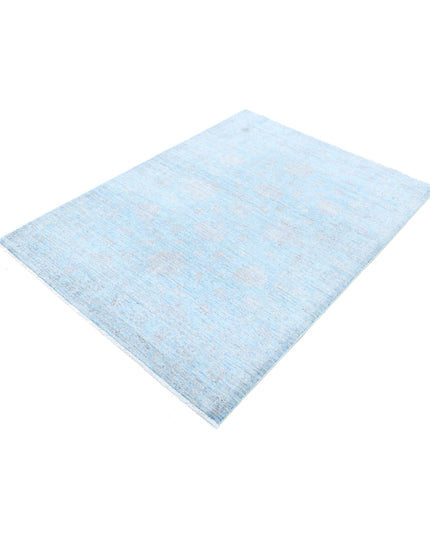 Serenity 4' 1" X 5' 8" Hand Knotted Wool Rug 4' 1" X 5' 8" (124 X 173) / Blue / Wool