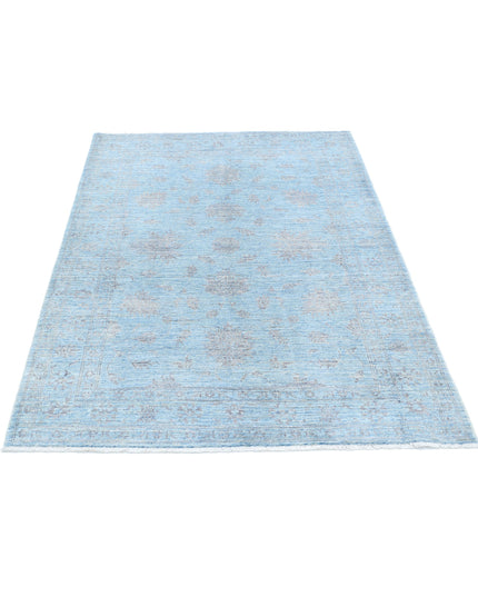 Serenity 4' 1" X 5' 8" Hand Knotted Wool Rug 4' 1" X 5' 8" (124 X 173) / Blue / Wool