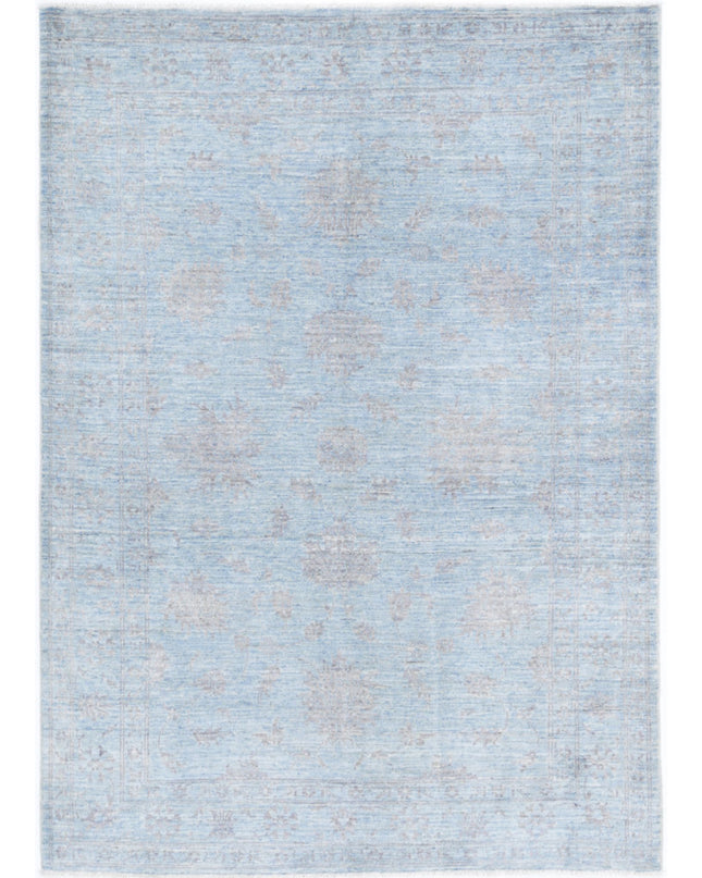 Serenity 4' 1" X 5' 8" Hand Knotted Wool Rug 4' 1" X 5' 8" (124 X 173) / Blue / Wool