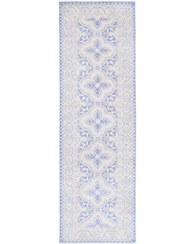 Serenity 2' 11" X 9' 10" Hand Knotted Wool Rug 2' 11" X 9' 10" (89 X 300) / Blue / Wool