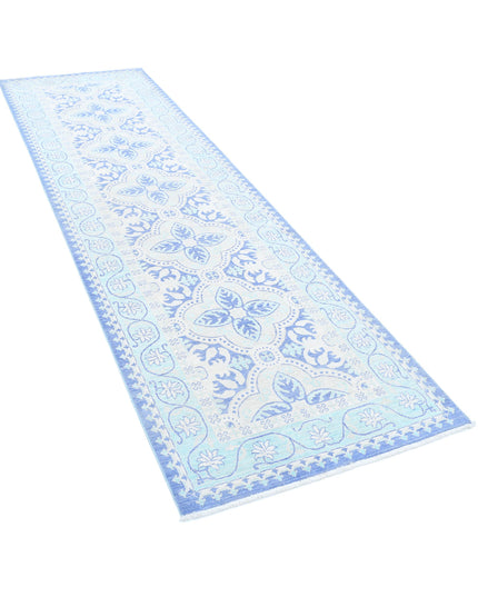 Serenity 3' 0" X 9' 11" Hand Knotted Wool Rug 3' 0" X 9' 11" (91 X 302) / Blue / Wool