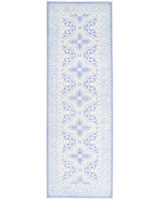 Serenity 3' 0" X 9' 11" Hand Knotted Wool Rug 3' 0" X 9' 11" (91 X 302) / Blue / Wool