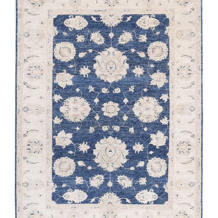 Serenity 5' 5" X 7' 6" Hand Knotted Wool Rug 5' 5" X 7' 6" (165 X 229) / Blue / Wool