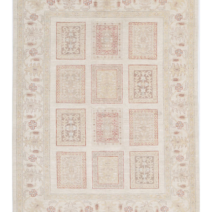 Serenity 4' 10" X 6' 5" Hand Knotted Wool Rug 4' 10" X 6' 5" (147 X 196) / Ivory / Wool