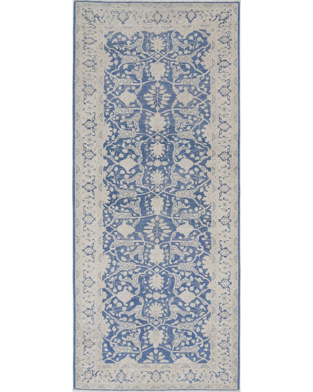 Serenity 4' 3" X 9' 11" Hand Knotted Wool Rug 4' 3" X 9' 11" (130 X 302) / Blue / Wool