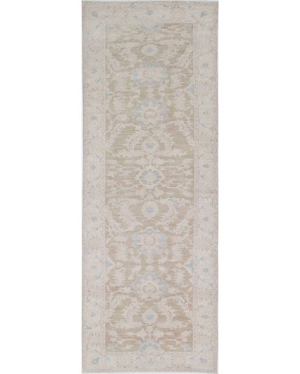 Serenity 4' 2" X 12' 1" Hand Knotted Wool Rug 4' 2" X 12' 1" (127 X 368) / Green / Wool