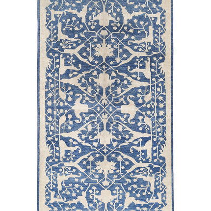 Serenity 4' 10" X 9' 0" Hand Knotted Wool Rug 4' 10" X 9' 0" (147 X 274) / Blue / Wool
