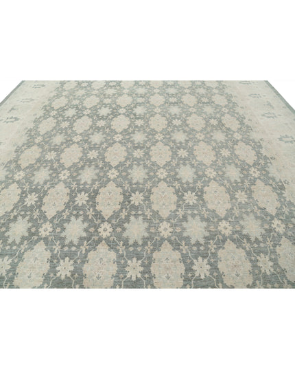 Serenity 12' 10" X 15' 7" Hand Knotted Wool Rug 12' 10" X 15' 7" (391 X 475) / Green / Wool