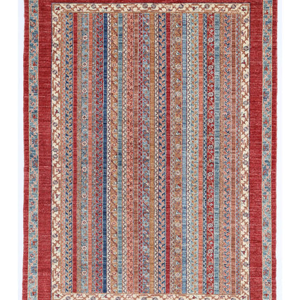 Shaal 5' 6" X 7' 9" Hand Knotted Wool Rug 5' 6" X 7' 9" (168 X 236) / Red / Wool