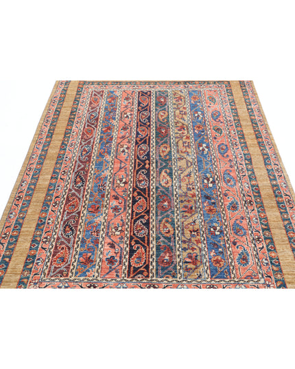 Shaal 4' 11" X 6' 6" Hand Knotted Wool Rug 4' 11" X 6' 6" (150 X 198) / Brown / Wool