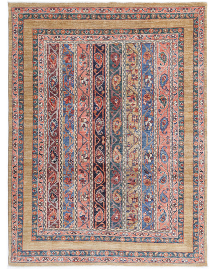 Shaal 4' 11" X 6' 6" Hand Knotted Wool Rug 4' 11" X 6' 6" (150 X 198) / Brown / Wool