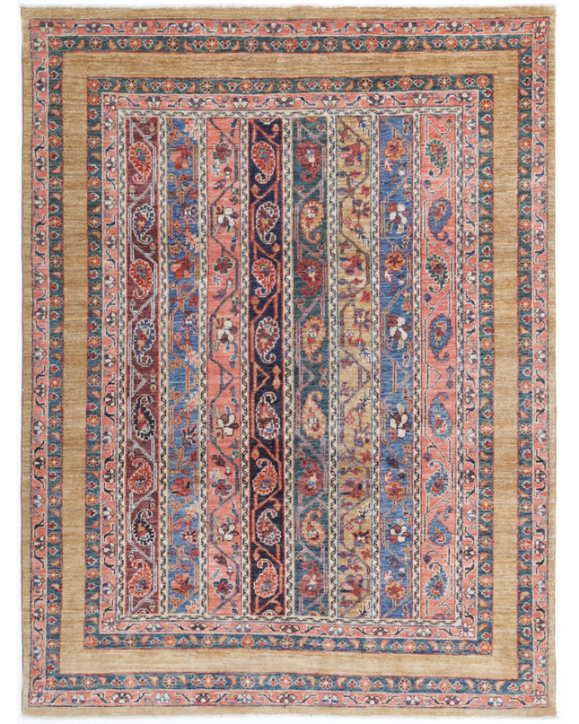 Shaal 4' 11" X 6' 6" Hand Knotted Wool Rug 4' 11" X 6' 6" (150 X 198) / Brown / Wool