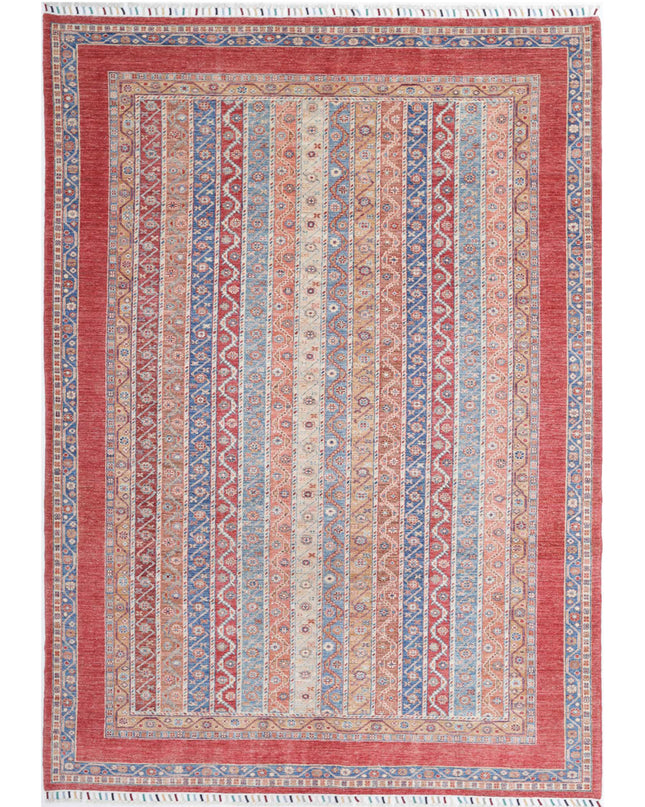 Shaal 6' 8" X 9' 7" Hand Knotted Wool Rug 6' 8" X 9' 7" (203 X 292) / Red / Wool