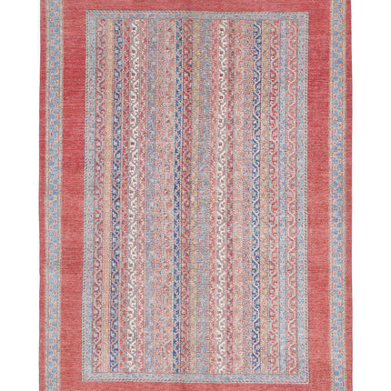 Shaal 6' 8" X 9' 8" Hand Knotted Wool Rug 6' 8" X 9' 8" (203 X 295) / Red / Wool