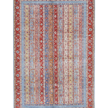 Shaal 6' 7" X 9' 9" Hand Knotted Wool Rug 6' 7" X 9' 9" (201 X 297) / Red / Wool