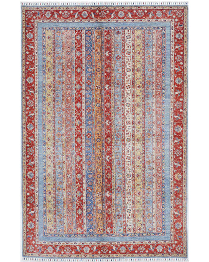 Shaal 6' 7" X 9' 9" Hand Knotted Wool Rug 6' 7" X 9' 9" (201 X 297) / Red / Wool