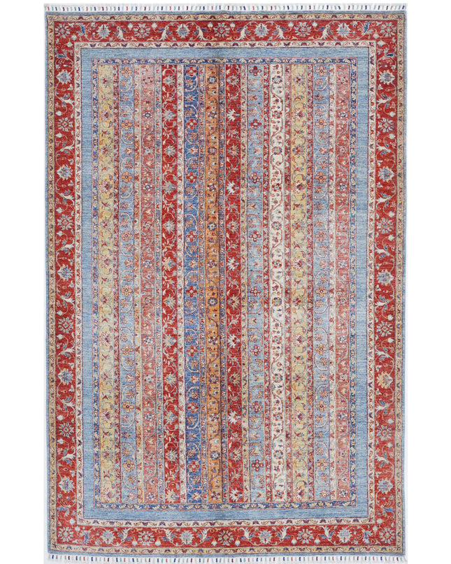 Shaal 6' 7" X 9' 9" Hand Knotted Wool Rug 6' 7" X 9' 9" (201 X 297) / Red / Wool