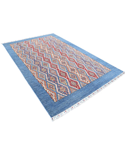 Shaal 6' 3" X 9' 4" Hand Knotted Wool Rug 6' 3" X 9' 4" (191 X 284) / Blue / Wool